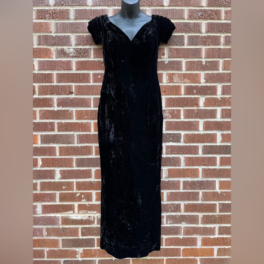 Vintage Eugene Alexander Women’s Sz 10 Black Velvet Ball Prom Formal Dress Rare